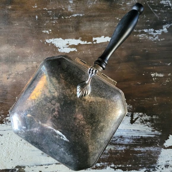 Vintage Silverplate Silent Butler with Black Handle w/ Claw Feet, Crumb Catcher - Picture 1 of 10